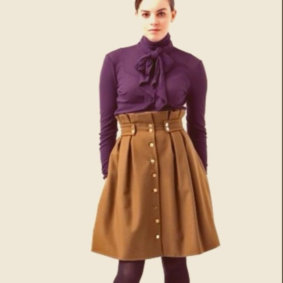 Charles & Victoria Dresses & Skirts - Charles & Victoria olive pleated-waist wool skirt